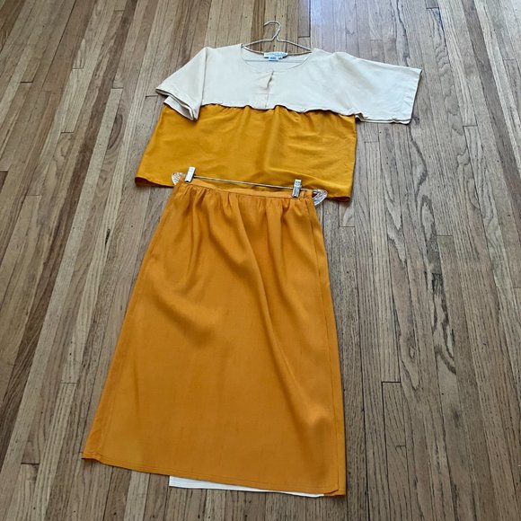 christune forti skirt suit size 14 orange and cream - Picture 2 of 13